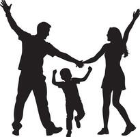 alegre familia bailando juntos en un hermosa silueta clipart ilustración vector