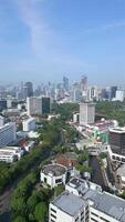 Aerial view of traffic and Jakarta city skyline, Indonesia. video