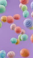 glücklich bunt Ostern Eier mit violett Vertikale Hintergrund, nahtlos Schleife, 3d Animation video