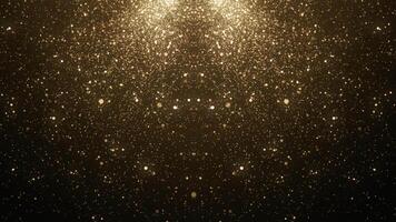 glimmend abstract achtergrond animatie met vallend glinsterende glimmend goud deeltjes. deze luxe gouden prijzen ceremonie beweging achtergrond animatie is vol hd en een lus maken. video