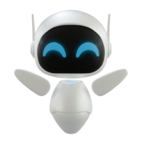 künstlich Intelligenz persönlich Assistent Roboter mit ein glücklich Geste. Mini Roboter 3d Charakter. png
