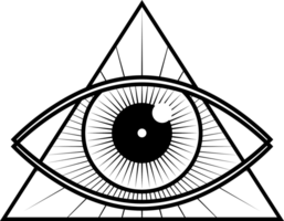 Preto olho do providência , todos vendo olho do Deus dentro triângulo misterioso Magia png
