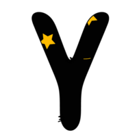 noir lettre y avec mignonne Halloween étoiles et lune png