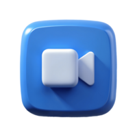 3D Rendered Blue Camera Icon on a transparent background, png