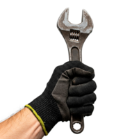 Hand tragen Arbeit Handschuh halten ein einstellbar Schlüssel Schnitt aus png