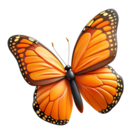 reflective alluring Orange Monarch butterfly wings spread NO BACKGROUND with Transparent Background. flawless png