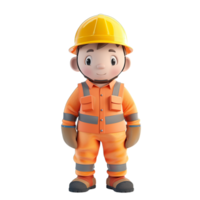ein Karikatur Konstruktion Arbeiter tragen ein Orange Uniform png