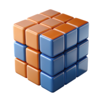 lugna elegant hyperspecifik, fotorealistisk professionell framställa av en enda, roterande rubiks kub mellanlösning med transparent bakgrund hantverkare png