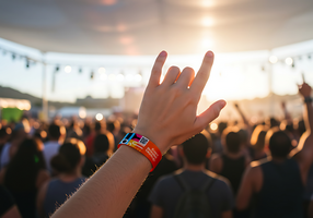 hand with ticket concert music event mockup psd
