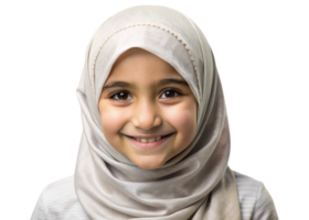 ausdrucksvoll schließen oben von ein froh Muslim Mädchen im traditionell Kleidung, präsentieren Schönheit und kulturell Stolz png