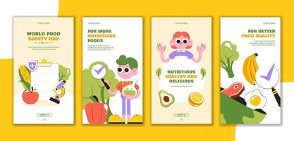 Flat Style World Food Safety Day Social Media Stories Design for Online Awareness vector