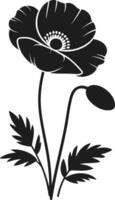 elegante negro amapola flor silueta para floral Arte y diseño proyectos vector