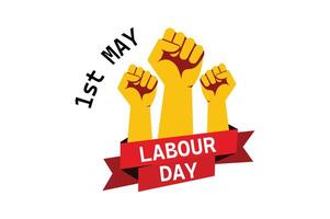 May 1 Labour Day Poster with Strong Fist, may day protest fist, labour day badge , international workers day graphic vector