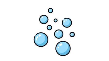 Animated Laundry day fun nine blue bubbles with black outlines. video