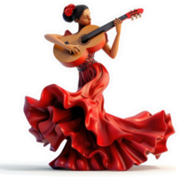 een gepassioneerd flamingo danser Toneelstukken een gitaar. png