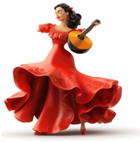 geanimeerd vrouw flamingo danser spelen een band instrument. png