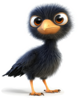 da cartone animato, dalle piume scure, bambino uccello illustrazione. png