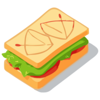 emparedado icono, dibujos animados estilo, transparente fondo, delicioso emparedado ilustración png