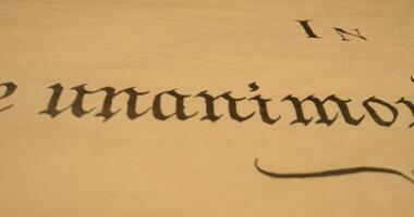 Declaration of Independence historical document close up old 2 video