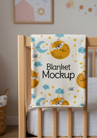 bébé couverture maquette plié dans lit psd