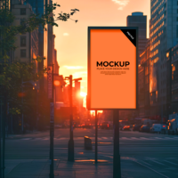 pôr do sol cidade rua Painel publicitário brincar para urbano publicidade psd
