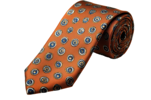 roulé cravate avec une à motifs conception dans brûlé orange. png