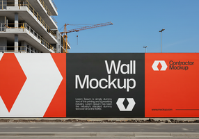 une construction site mur maquette affiche une vibrant conception et site Internet information psd