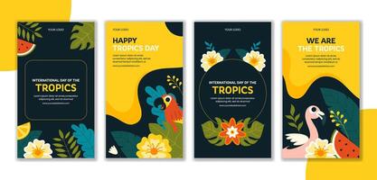 Cartoon Style Background Illustration for Tropics Day Awareness Social Media Stories vector