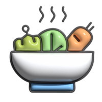 linda hervido verduras 3d icono dibujos animados estilo al vapor comida ilustración png