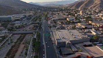 Majestic aerial footage of Copiapo in Chile displaying city infrastructure from above Chilean city. Aerial shot of Copiapo Chile revealing city's expanse and design cityscape of Copiapo. video
