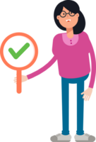 geek femme personnage montrant vérifier marque png