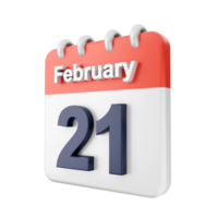 February 21st calendar icon on black background png